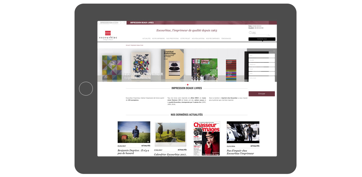 Imprimerie Escourbiac - iPad - Impression beaux livres - Olivier Varma - graphiste freelance © www.ovarma.com