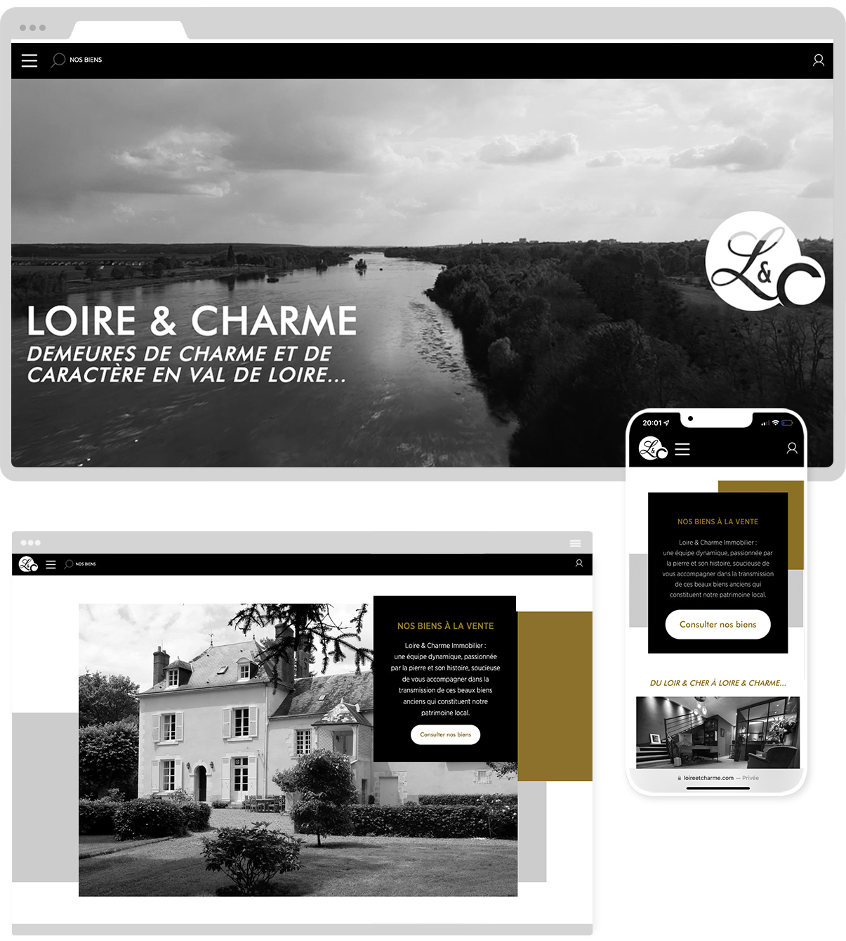 Loire et charme immobilier - Site internet - Responsive design - Homepage 