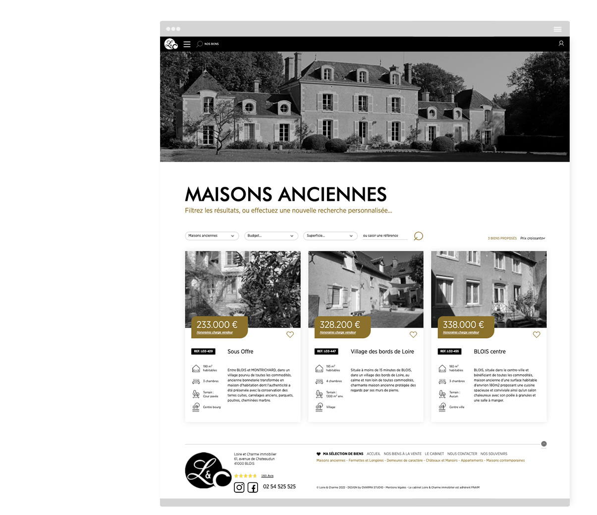 Loire et charme immobilier - Site internet - Responsive design