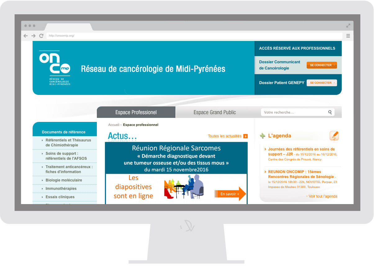 Oncomip - Homepage - Web design Olivier Varma 