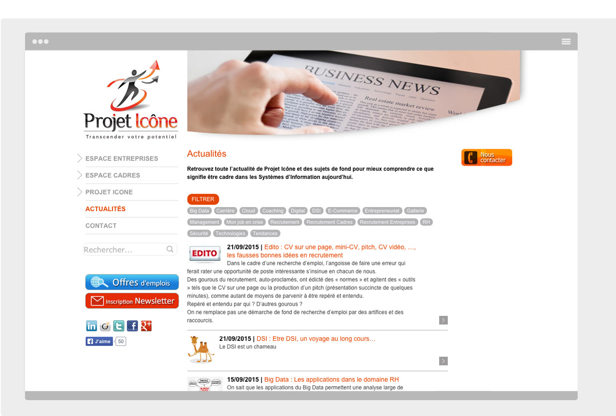 Projet Icone - site internet - D.A - Web design -Toulouse