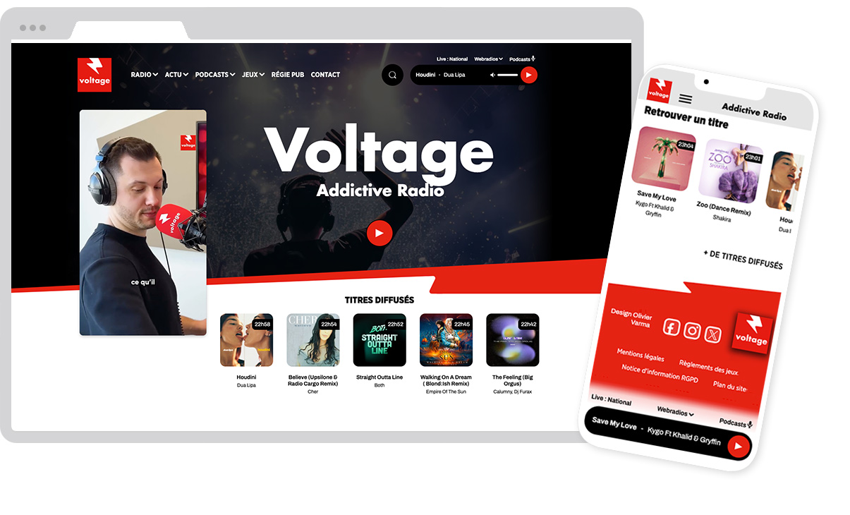 Voltage FM, site internet, direction artistique, webdesign - Design by Olivier Varma