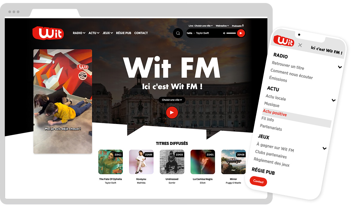 Wit FM, radio, site internet, direction artistique, webdesign - Design by Olivier Varma