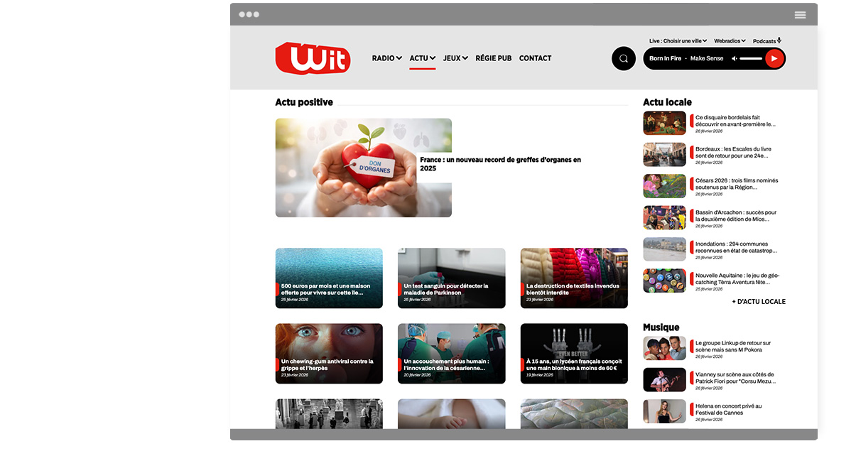 Wit FM, radio, site internet, direction artistique, webdesign - Design by Olivier Varma
