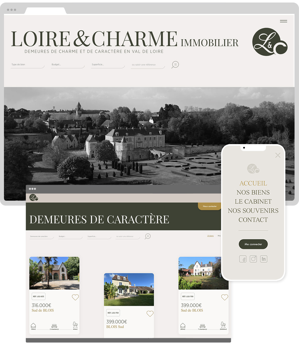 Loire et charme immobilier - Site internet - Responsive design - Homepage 