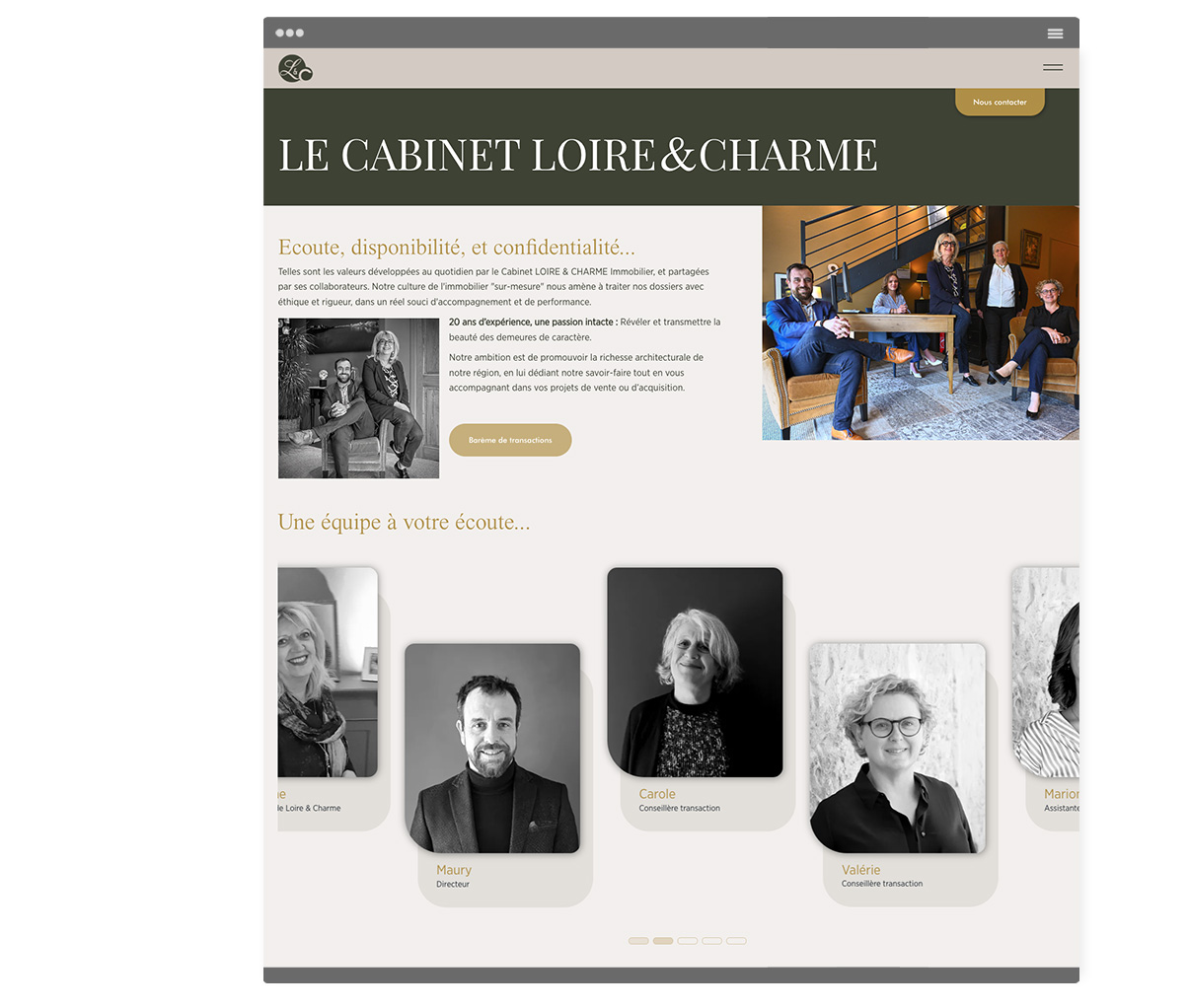 Loire et charme immobilier - Site internet - Responsive design - Le cabinet