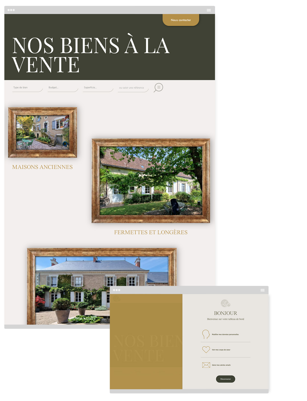 Loire et charme immobilier - Site internet - Responsive design - Nos biens