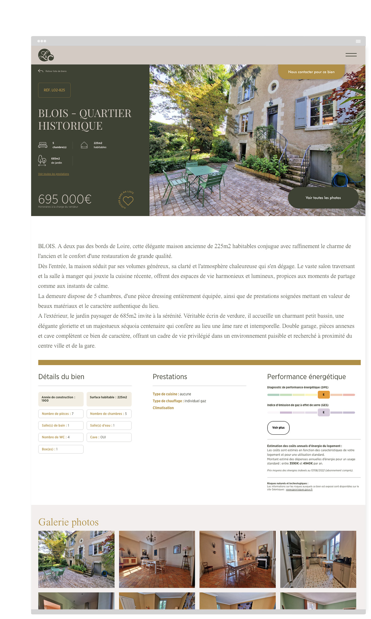 Loire et charme immobilier - Site internet - Responsive design - Détail bien