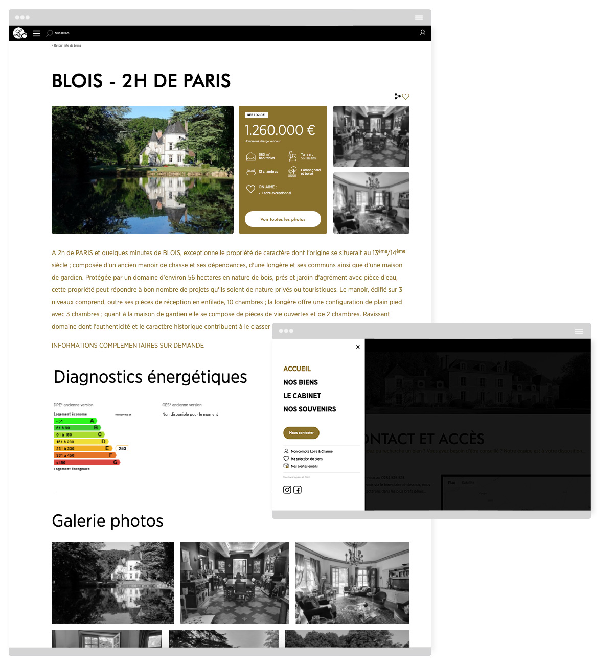 Loire et charme immobilier - Site internet - Responsive design